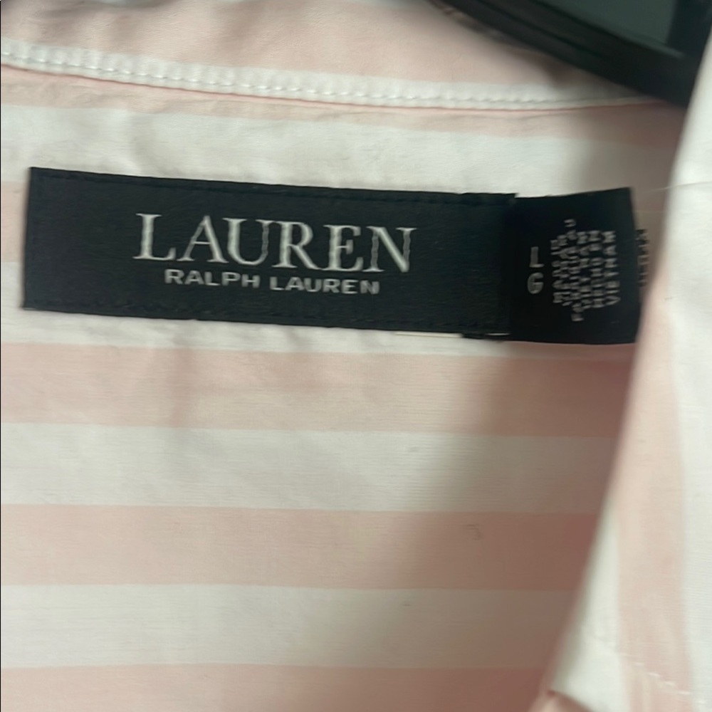 Lauren Ralph Lauren Pink and White Button Down Shirt - Picture 3 of 5